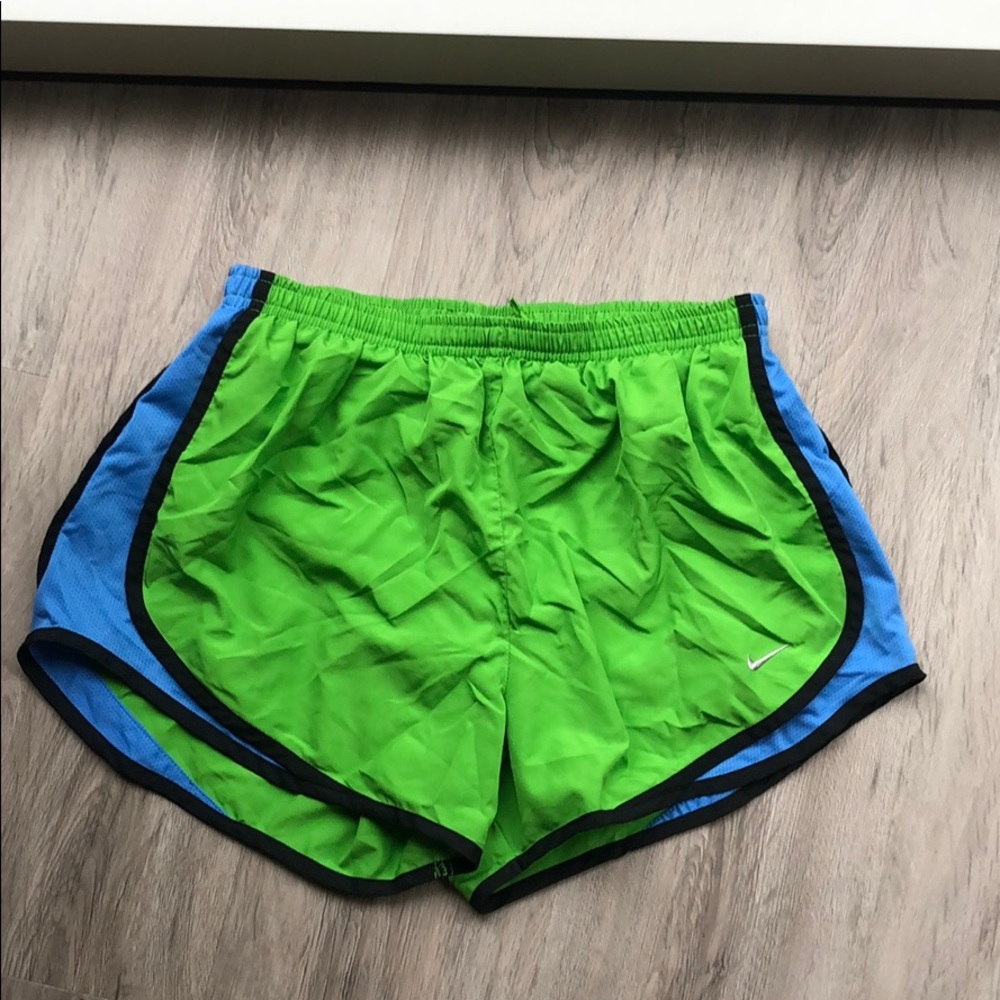 Green and blue Nike dri-fit shorts